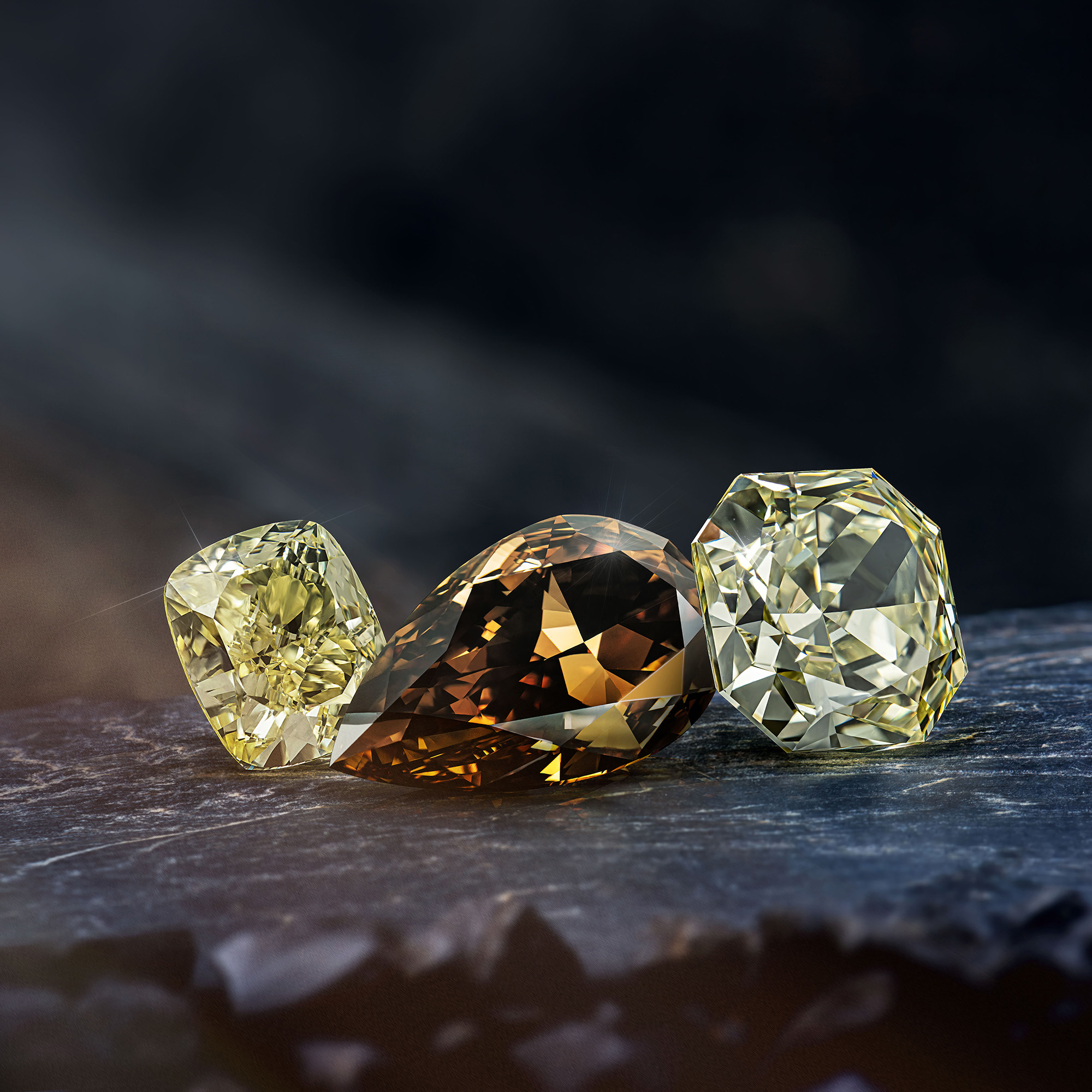 Rosy Blue photography 3 different diamonds