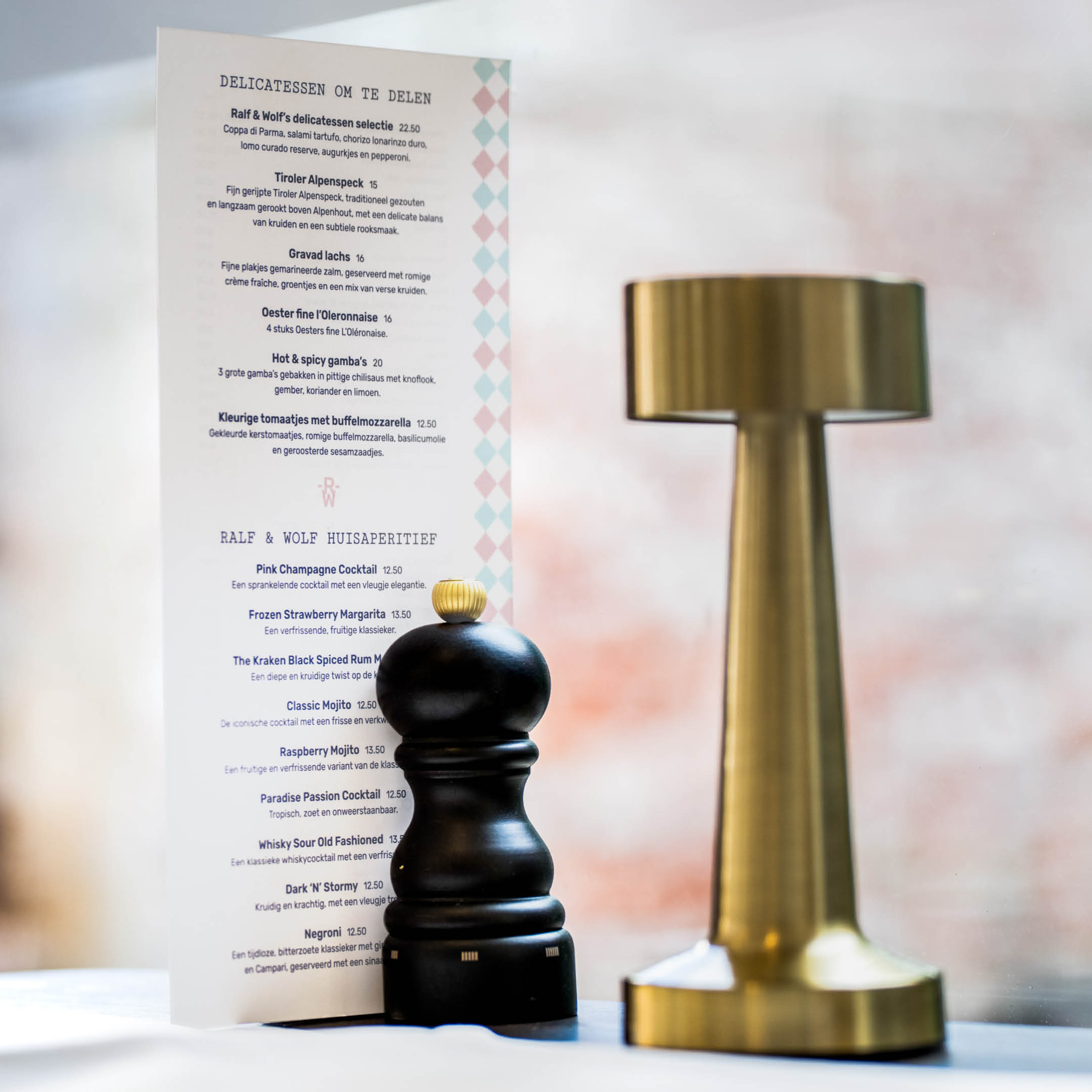 Ralf & Wolf menu design on the table