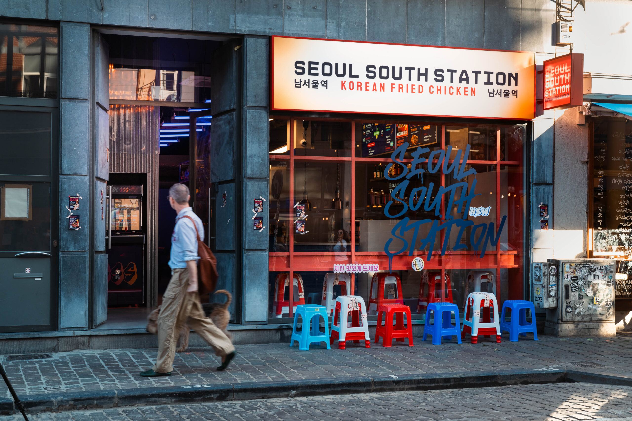 Seoul South Station flagship storefront on Bailli in Brussels, branding by Supermoon