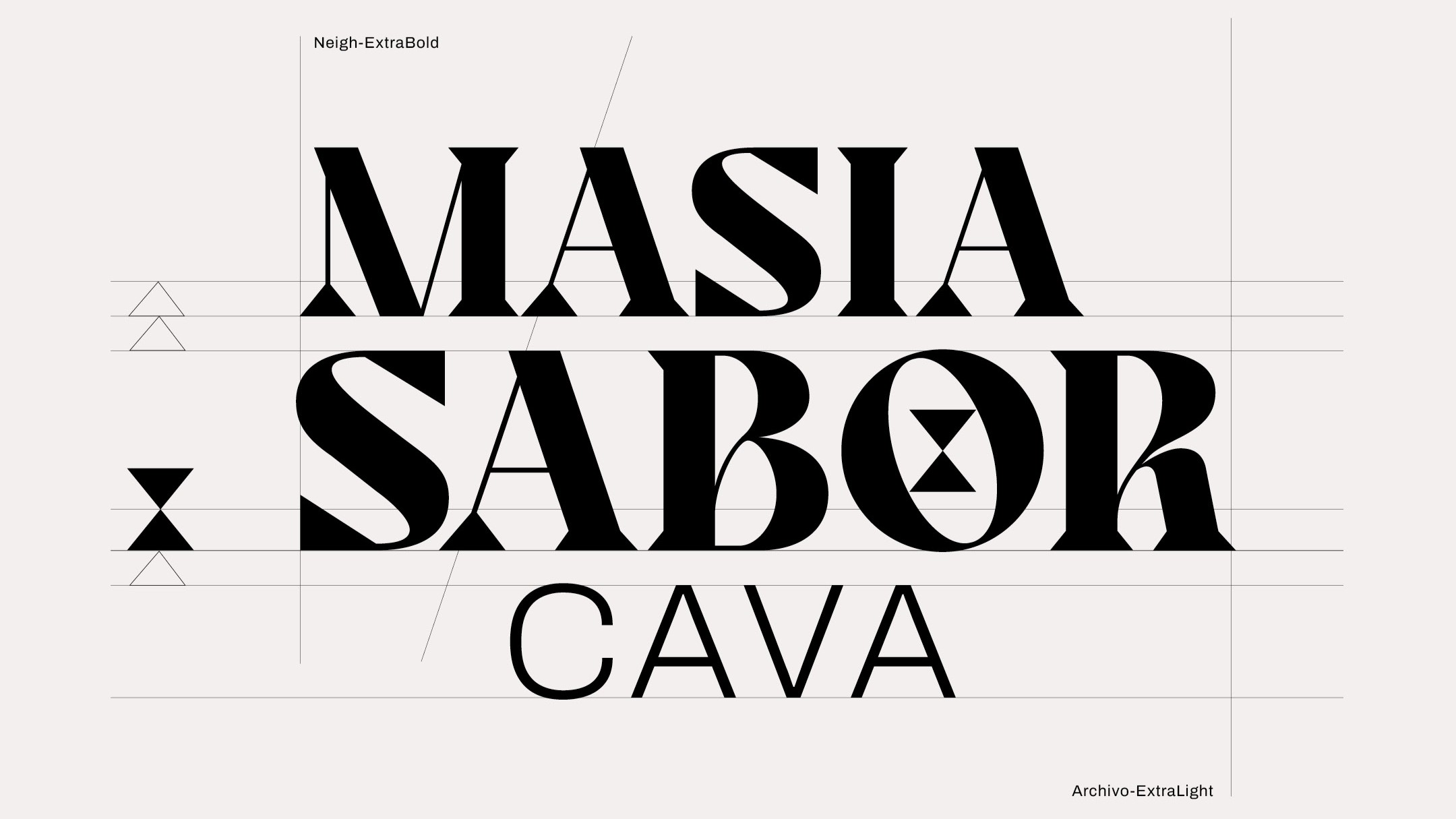 Masia Sabor cava logo design with construction lines
